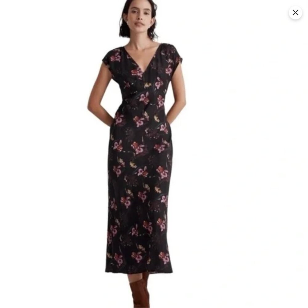 NWT Madewell Wide V-Neck Midi Dress Sz 10